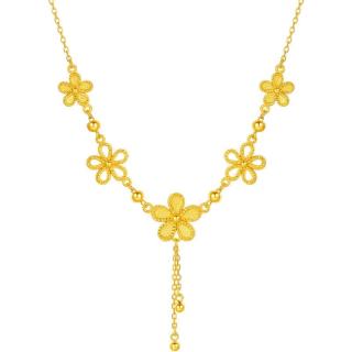 周六福 A0612525 桃花黄金项链 约9.04g 40+5cm