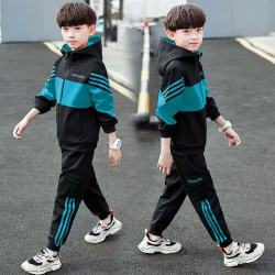 奥米鼠 男童秋装套装儿童8运动9春秋季衣服10休闲连帽6卫衣两件套13中大童男装