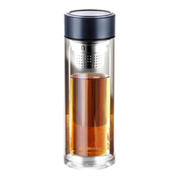 宝威玛 双层玻璃杯 茶水分离 320ml 靛青蓝