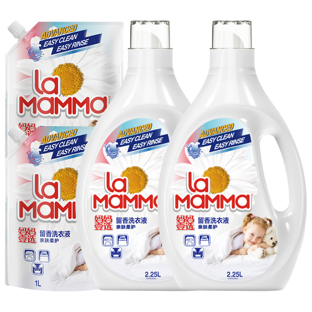 La 妈妈壹选植物香氛天然洗衣液13斤套装（2.25L*2+袋装1L*2）