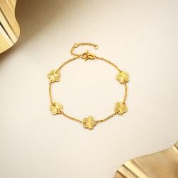 周六福 五花手链黄金四叶草手链女足金手链计价A0713525 约3.94g 16+3cm