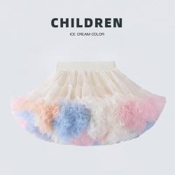 icumitoo（ICUMITOO）ins女童tutu裙儿童可爱女宝公主半身裙蓬蛋糕裙兔兔裙蓬蓬凸凸裙 梦幻彩虹色