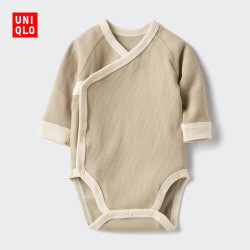 优衣库 婴幼儿包臀衣/长袖1件装宝宝连体衣488861 32 深米色 60cm