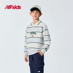 new balance 4-14岁儿童春秋新品横条纹清爽翻领卫衣