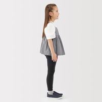 MUJI 無印良品 CB1TJA6S 纯棉泡泡纱 黑色格纹 130/64A 儿童吊带罩衫