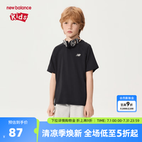 new balance nb男女儿童夏季简约运动吸湿网眼速干短袖T恤ND7EG62023 黑色 160