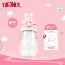 THERMOS 膳魔师 tritan可磨牙兔耳水杯吸管杯 420ml（赠 备用吸管）