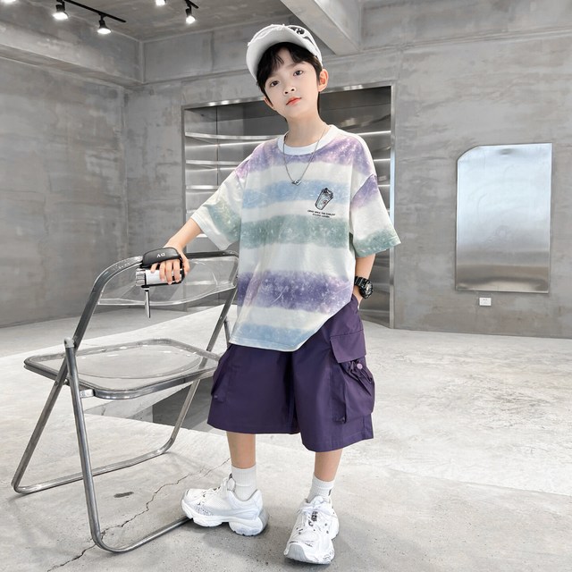 贝孩趣 男童夏季套装2026新款夏装中大童儿童男孩夏款短袖网红炸街薄款潮
