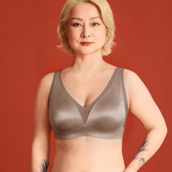 染岸 中年妈妈缎面内衣超薄款透气无痕文胸 R6W596