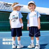 Disney baby 迪士尼宝宝（Disney Baby）男童套装儿童短袖短裤中小童装夏季吸湿速干抑菌运动装  白色 110