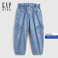 Gap 女幼童夏季款棉质爱心花苞腰头牛仔裤儿童装美版781389