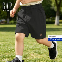 Gap 男幼童2026春季新款刺绣小熊基础细斜纹梭织短裤儿童装861060
