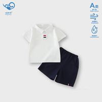 哈趣猴 宝宝夏季凉感套装分体衣服0到3岁婴儿家居服夏款外出A类短袖短裤 白色 90