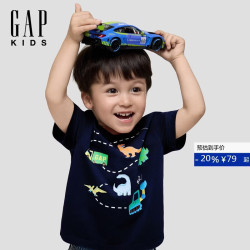 Gap 男幼童小童2026夏季新款童趣动物路线图短袖T恤儿童装867631