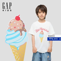 Gap 男童大童2026夏季新款趣味胶印宽松短袖T恤上衣儿童装893612