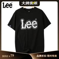 LEE KIDS 儿童短袖T恤卡通印花简约夏季圆领纯棉夏装乌黑色  150