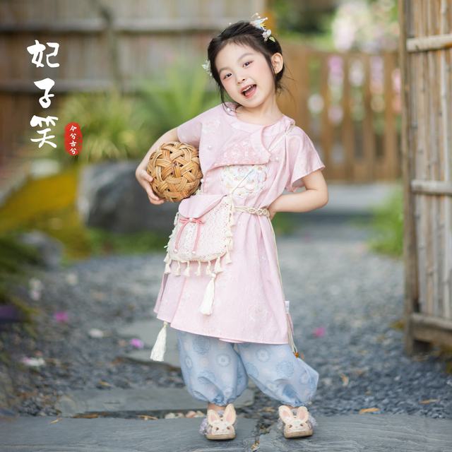 今兮古兮 汉服女童套装2026夏季新款洋气童装儿童古风新中式唐装 粉蓝装