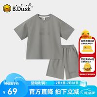 B.Duck 童装男童短袖套装夏季新款儿童T恤短裤两件套 城堡灰 140 cm