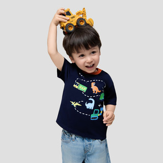 Gap 男幼童童趣动物路线图短袖T恤 海军蓝 100cm