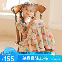 女童纯棉晕染花朵泡泡短袖连衣裙夏季儿童木耳边碎花 夏日黄 150