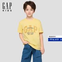 Gap 男童2026春季新款纯棉logo印花圆领短T恤儿童装上衣886328