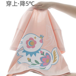 巴厘小猪 儿童T恤短袖上衣夏季薄款中大童国风T恤女童 礁岛灰 130 cm 130c