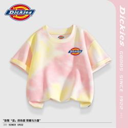 Dickies 儿童套装2026新款童装女孩纯棉短袖牛仔短裤轻薄女童夏装 黄粉（小标） 140