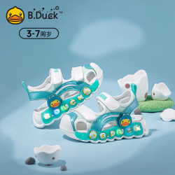 B.Duck 儿童包头凉鞋夏季男女童发光鞋时尚灯鞋凉鞋5026绿米26