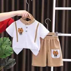 巴拉拉 巴拉巴拉2026新款男童套装男孩夏天短袖小童衣服宝宝夏季婴儿童装 卡其色 90 cm