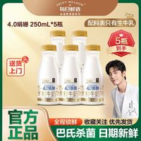 百亿补贴：每日鲜语 鲜牛奶4.0蛋白娟姗250ml*5瓶装生牛乳巴氏低温早餐奶全脂