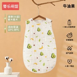 婴乐萌盟 婴儿纱布睡袋夏薄款夏季小月龄新生宝宝春夏天无袖背心式防踢被子