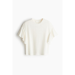 H&M 女装短袖圆领蝴蝶袖针织T恤 1299434