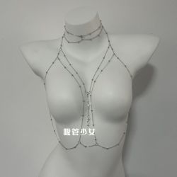 吸管少女 辣妹天花板纯欲性感身体链饰品闪钻金属吊坠网红爆款流苏项链胸链