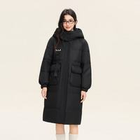 雪中飞 8056-30684F 鸭绒 连帽中长款 黑色 S 女士羽绒服