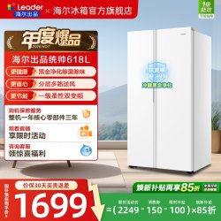 海尔 Leader 统帅 冰雪白系列 BCD-618WGLSSEDW9 风冷对开门冰箱 618L