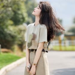 苏醒的乐园 女士复古印花短袖T恤