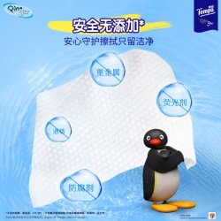 得宝 Pingu企鹅联名迷你纯水湿巾无酒精婴儿可用湿巾6片*6包