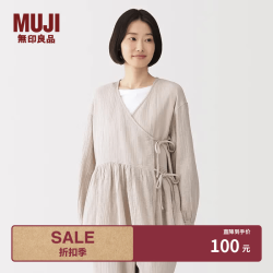 無印良品 MUJI 女式 杨柳纱织短开衫女士睡衣上衣单件 FD1NOC6S