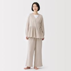 無印良品 MUJI 女式 杨柳纱织短开衫女士睡衣上衣单件 七夕情人节礼物FD1NOC6S 浅米色 S (155/80A)