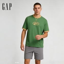 Gap 866079 纯棉宽松 墨绿色 XL 男士T恤