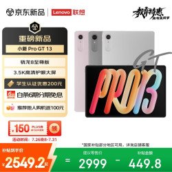 联想 小新Pro GT 13.0英寸 Android 平板电脑（3504*2190、骁龙8 至尊版、8GB、256GB、霜雪银)