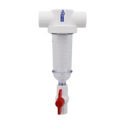 Rusco 2.5cm口径100目滤网旋转式沉积物滤水系统 PVC材质透明滤筒 家用净水预过滤器