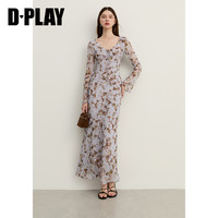 D·PLAY DPLAY 德帕拉 度假系列 女士蓝色印花连衣裙 DB6165002