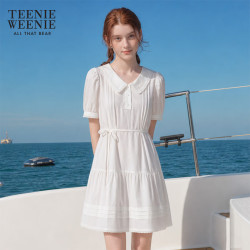 TEENIE WEENIE 娃娃领蕾丝 A字连衣裙 白色 M