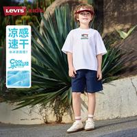 李维斯 男童运动套装 透气短袖短裤 明亮白 110/52