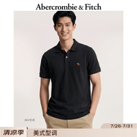 Abercrombie & Fitch 124-6035 小麋鹿图案 黑色 L 男士POLO衫