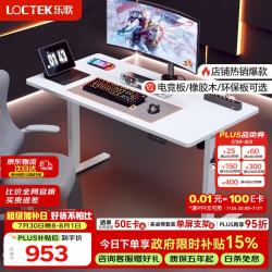 乐歌 E2 升降电脑桌 原木色+雅白 1.2m 直形款