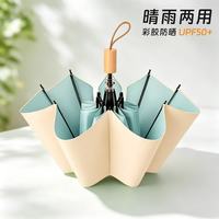 珺北 彩胶加厚防风防晒伞 UPF50+ 米绿
