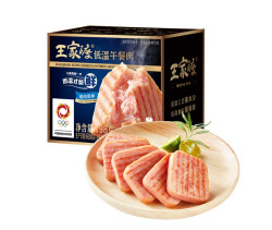 王家渡 低温午餐肉 198g×5盒 赠猪肉芽菜包280g