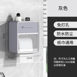 驰家洁 卫生间壁挂式防水免打孔双层纸巾盒 PP材质 北欧风 小号双层
